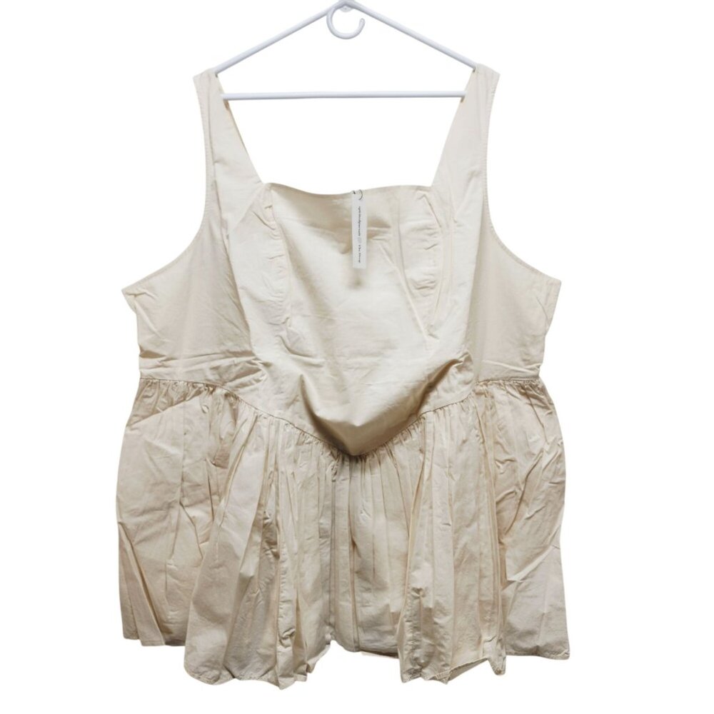 Spirited Pursuit X The Drop Cream Sleeveless Peplum Top Shirred Back   Size XL